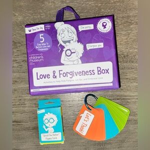 Open the joy bundle- Activity Box, chat cards, and  playing cards